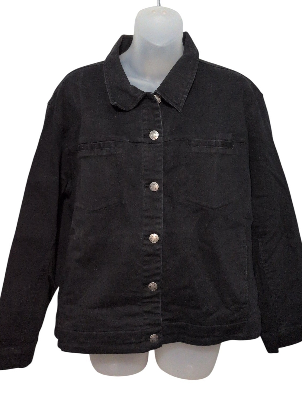Vintage Chico's By Design 3 Women's XL Black Cotton Button Up Jean Denim Jacket